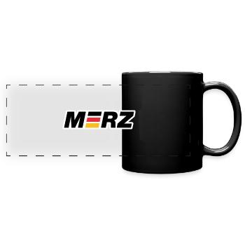 Merz - Kanzler - Kanzlerkandidat - Deutschland - Panorama-Tasse farbig - Schwarz - Vorne
