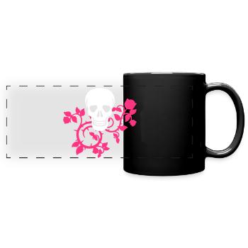 scull with tendrils - design colors selectable - Full Colour Panoramic Mug - black - Front