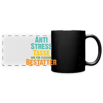 Antistress Tasse / Heferl für fleißige Bestatter - Panorama-Tasse farbig - Schwarz - Vorne