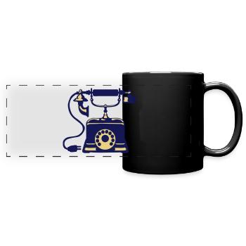 Altes Telefon 2 - Panorama-Tasse farbig - Schwarz - Vorne