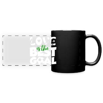 14. Februar Valentinstag-Geschenk Fussball Trainer - Panorama-Tasse farbig - Schwarz - Vorne