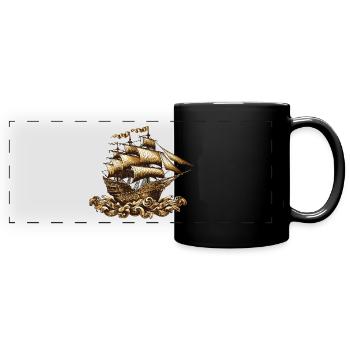 Schiff - Panorama-Tasse farbig - Schwarz - Vorne
