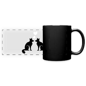 Fox wolf Dog - Fuchs Wolf Hund - verliebt - love - Panorama-Tasse farbig - Schwarz - Vorne