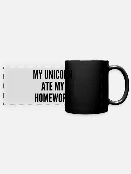 THE FASHION TEE - MY UNICORN EAT MY HOMEWORK - Panorama-Tasse farbig - Schwarz