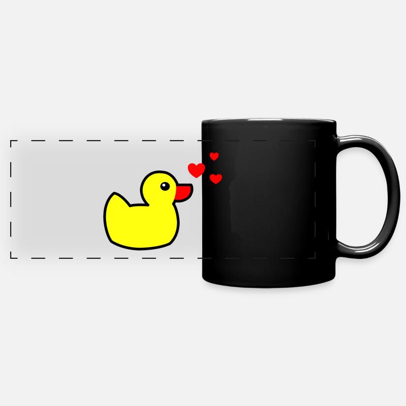 Squeaky Duck Yellow Valentine's Day - Full Colour Panoramic Mug - black