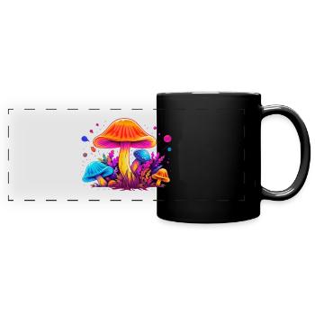 Magic Mushroom Design Colorful - Full Colour Panoramic Mug - black - Front
