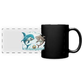 Haifisch-Kick - Panorama-Tasse farbig - Schwarz - Vorne