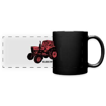 Belarus mts Traktor Landwirt Geschenk - Panorama-Tasse farbig - Schwarz - Vorne