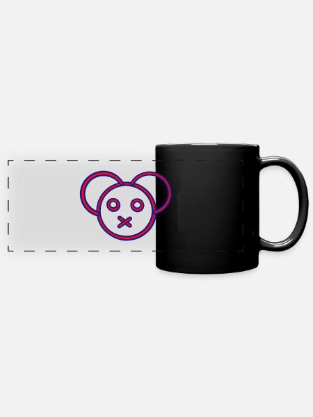 Neon Bear Head X-Mouth - Full Colour Panoramic Mug - black