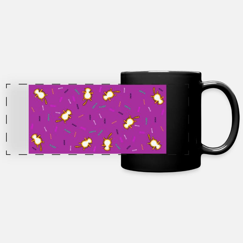 cat belly up - Full Colour Panoramic Mug - black