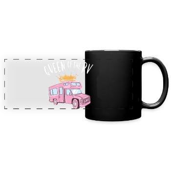 Königin des RV - Königin des Camper - Panorama-Tasse farbig - Schwarz - Vorne
