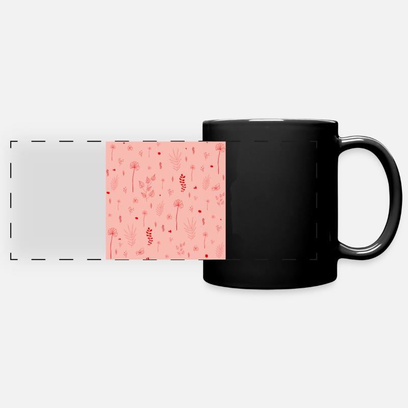 Wild Botanical Pattern Pink Edition - Panorama-Tasse farbig - Schwarz
