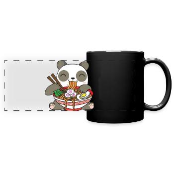 Panda Eating Ramen - Full Colour Panoramic Mug - black - Front