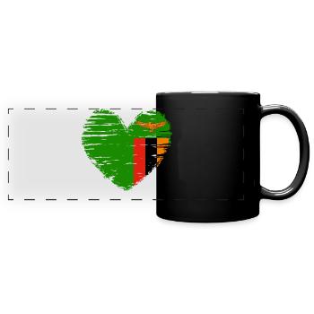 Zambie coeur drapeau blason - Mug panoramique uni - noir - Devant