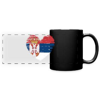 Serbie coeur drapeau blason - Mug panoramique uni - noir - Devant