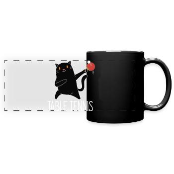 Table Tennis Katze Pingpong Black Cat Outfit - Full Colour Panoramic Mug - black - Front