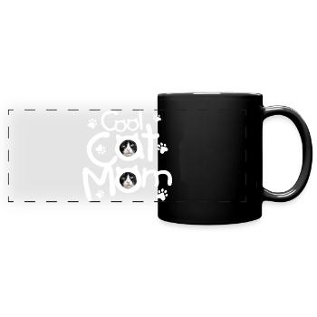 Maman chat cool - Mug panoramique uni - noir - Devant