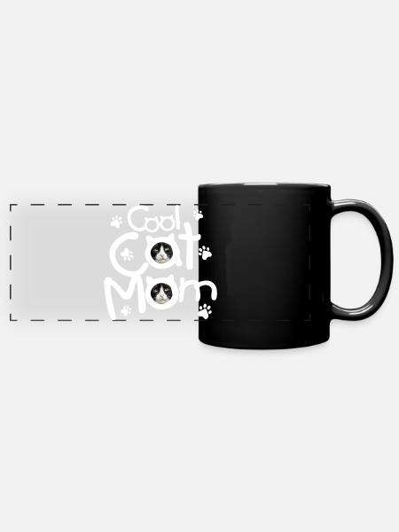 Maman chat cool - Mug panoramique uni - noir