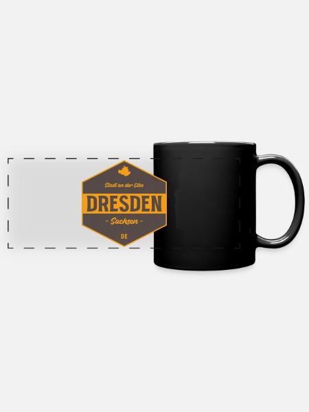 Dresden Stadtbadge Elbe - Panorama-Tasse farbig - Schwarz