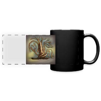 schöner alter Baum - Panorama-Tasse farbig - Schwarz - Vorne