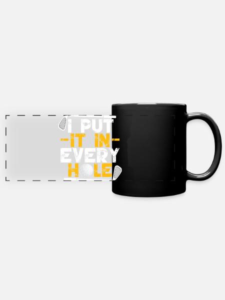 Ich stecke in jedes Loch - Panorama-Tasse farbig - Schwarz