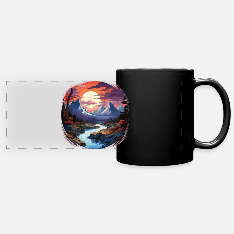Landschaft - Illustration - Panorama-Tasse farbig - Schwarz