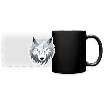 Wolf - Illustration - Panorama-Tasse farbig - Schwarz - Vorne