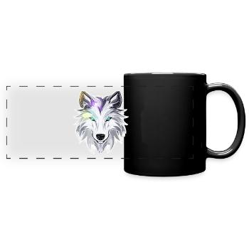 Wolf - Illustration - Panorama-Tasse farbig - Schwarz - Vorne