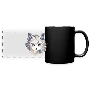 Chat - illustration - Mug panoramique uni - noir - Devant