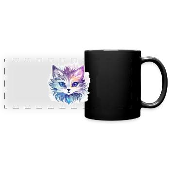 Chat - illustration - Mug panoramique uni - noir - Devant