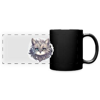 Chat - illustration - Mug panoramique uni - noir - Devant