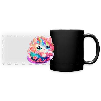 Chat - illustration - Mug panoramique uni - noir - Devant