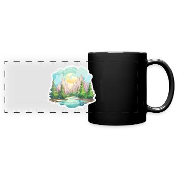 Landschaft - Illustration - Panorama-Tasse farbig - Schwarz - Vorne