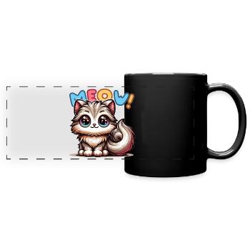 Miaou - Illustration de chat - Mug panoramique uni - noir - Devant