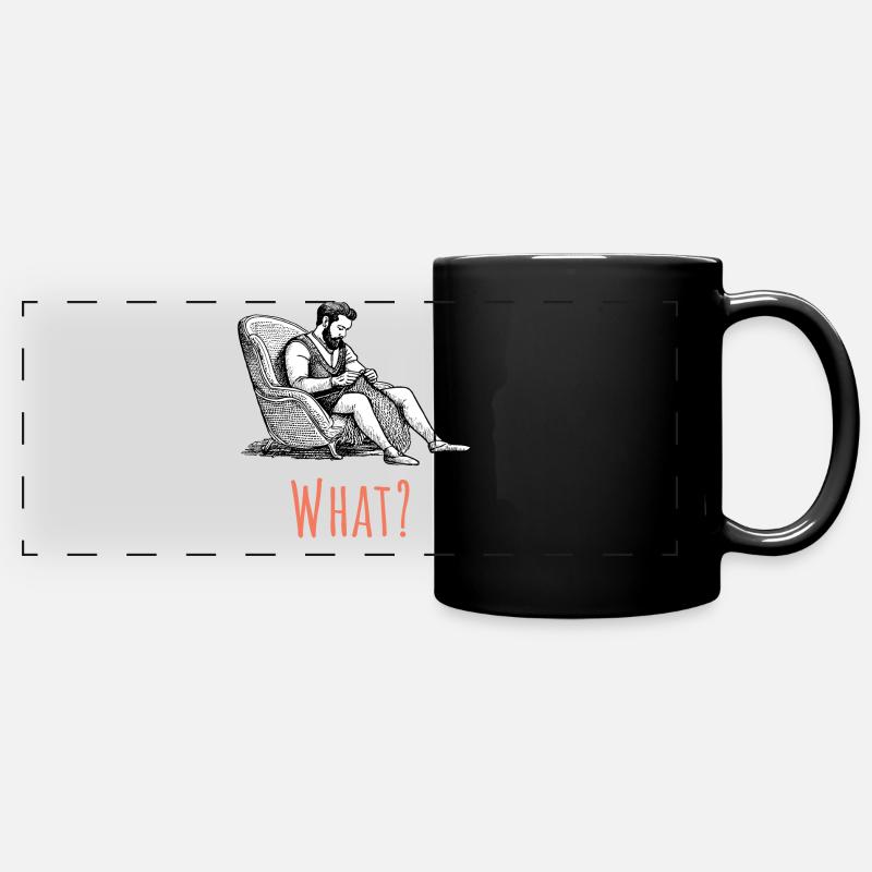 Knitting Viking - What? - Full Colour Panoramic Mug - black