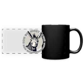 Ich bin nicht stur, nur Meinungsstabil - Esel - Panorama-Tasse farbig - Schwarz - Vorne