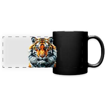 Geometric Lion Head Art Print - Full Colour Panoramic Mug - black - Front