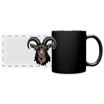 Chèvre de montagne cool avec lunettes de soleil - Mug panoramique uni - noir - Devant