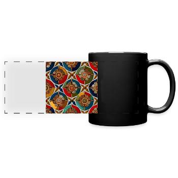 Motif Ajrakh moderne - Mug panoramique uni - noir - Devant
