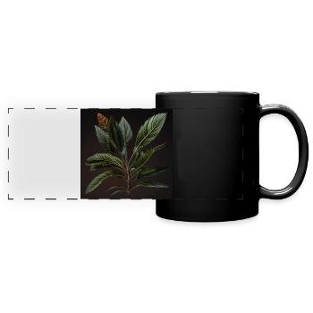 Florale Eleganz - Panorama-Tasse farbig - Schwarz - Vorne