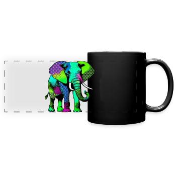 Elephant - Full Colour Panoramic Mug - black - Front