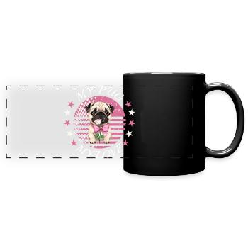 Chien carlin - Mug panoramique uni - noir - Devant