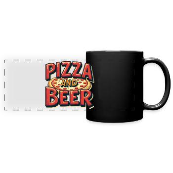 Pizza and Beer Essen Alkohol Lustige Sprüche - Panorama-Tasse farbig - Schwarz - Vorne