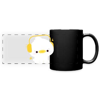 Ente mit Kopfhörern - Panorama-Tasse farbig - Schwarz - Vorne
