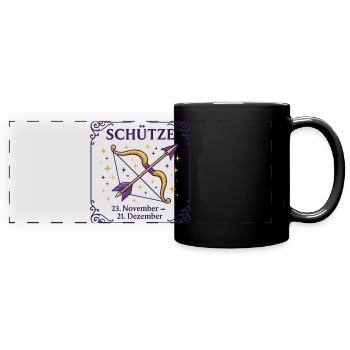 Sternzeichen Schütze - Panorama-Tasse farbig - Schwarz - Vorne