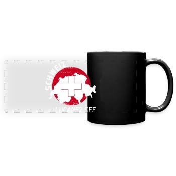 Luganer See - Panorama-Tasse farbig - Schwarz - Vorne