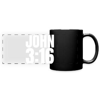 Johannes 3:16 Christliche Gläubigenkirche Johannes - Panorama-Tasse farbig - Schwarz - Vorne