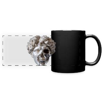 Klassik trifft Stahlskull - Panorama-Tasse farbig - Schwarz - Vorne