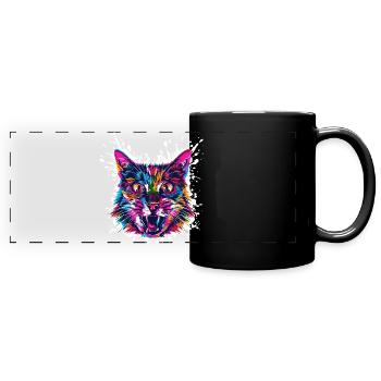 Cat Art Graffiti - Full Colour Panoramic Mug - black - Front