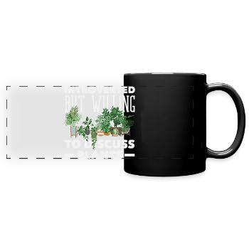 Introvert Discuss Plants Funny - Full Colour Panoramic Mug - black - Front